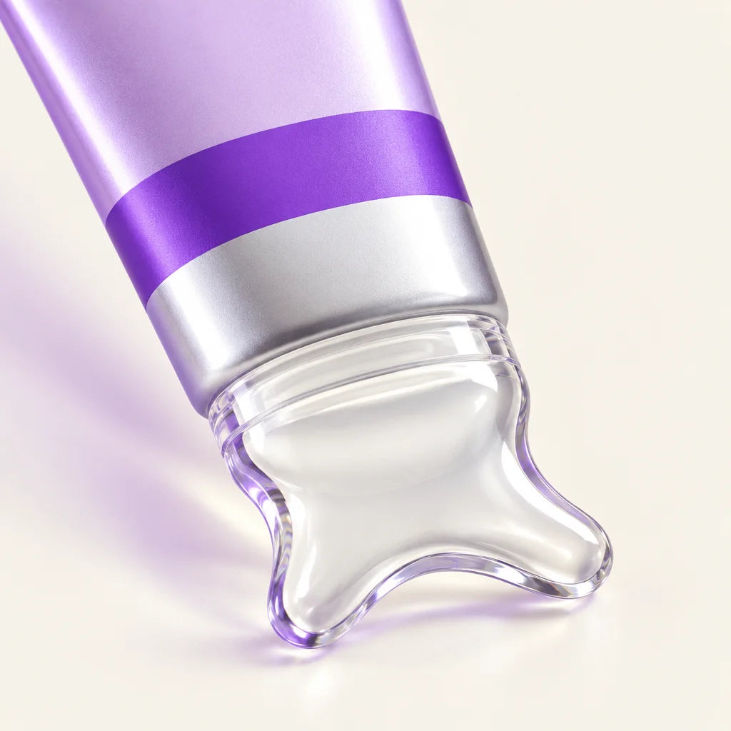 The exact Ondine product: a lavender and violet satin 80 g facial cream tube with the transparent gl